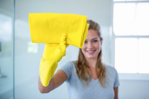 Professional cleaners maintaining shared business spaces in SE8